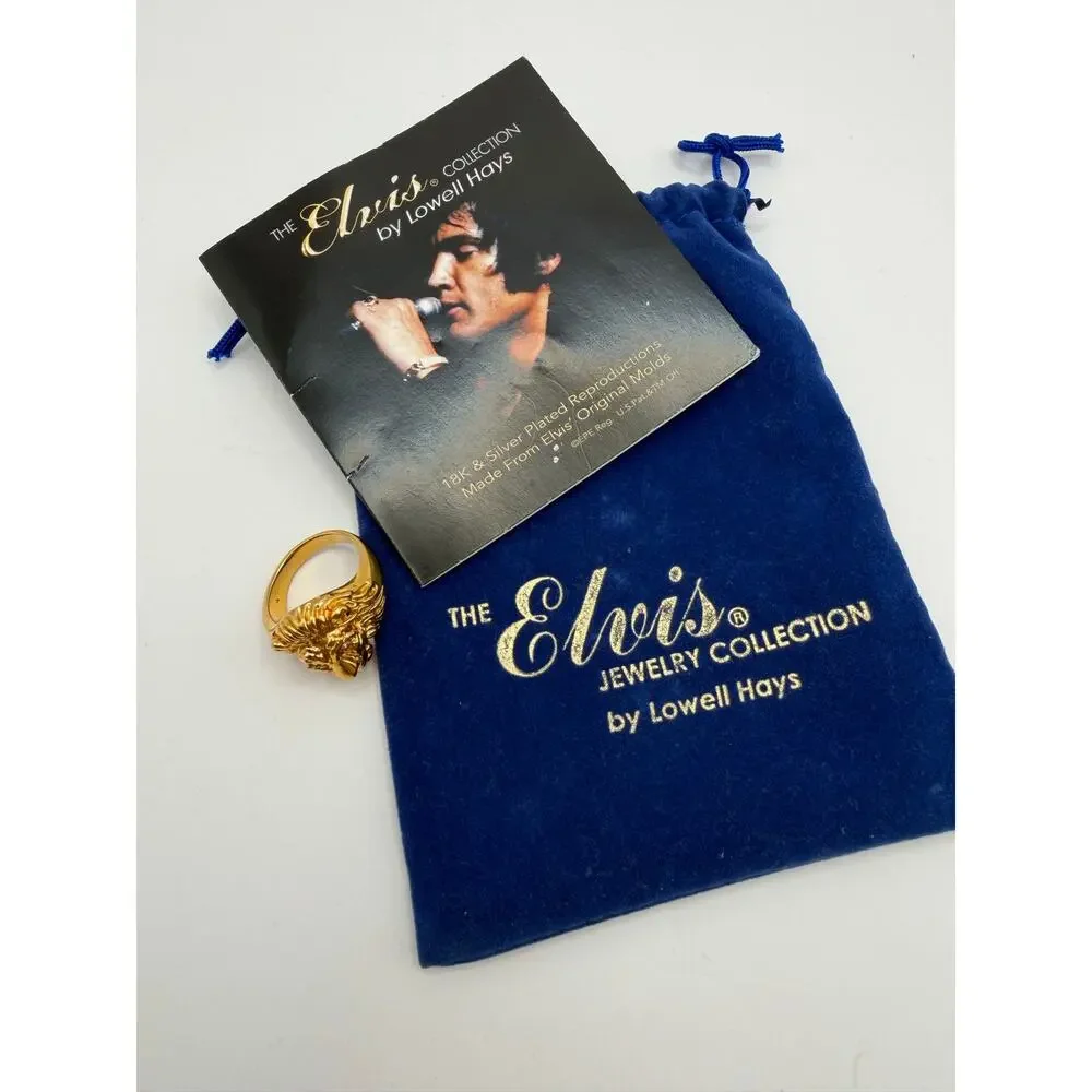 Lowell Hays Elvis Presley Lion Head Ring 18K Gold Plated Size 9